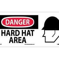 DANGER, HARD HAT AREA (W/GRAPHIC), 7X17, RIGID PLASTIC