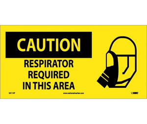 CAUTION, RESPIRATOR REQUIRED IN THIS AREA (W/ GRAPHIC), 7X17, PS VINYL