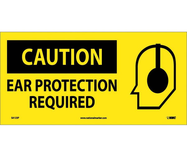CAUTION, EAR PROTECTION REQUIRED (W/GRAPHIC), 7X17, RIGID PLASTIC