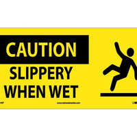 CAUTION, SLIPPERY WHEN WET (W/ GRAPHIC), 7X17, PS VINYL