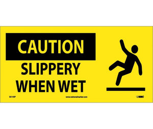 CAUTION, SLIPPERY WHEN WET (W/ GRAPHIC), 7X17, PS VINYL