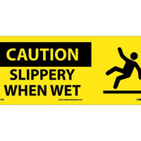 CAUTION, SLIPPERY WHEN WET (W/GRAPHIC), 7X17, RIGID PLASTIC