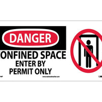 DANGER, CONFINED SPACE ENTER BY PERMIT ONLY (W/ GRAPHIC), 7X17, PS VINYL