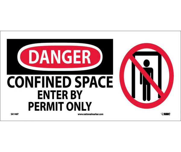 DANGER, CONFINED SPACE ENTER BY PERMIT ONLY (W/GRAPHIC), 7X17, RIGID PLASTIC
