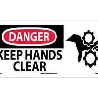 DANGER, KEEP HANDS CLEAR, (W/GRAPHIC), 7X17, RIGID PLASTIC