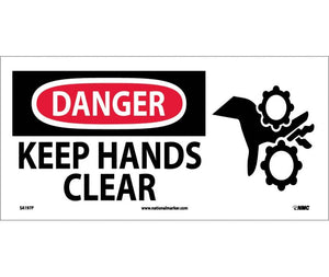 DANGER, KEEP HANDS CLEAR, (W/GRAPHIC), 7X17, RIGID PLASTIC