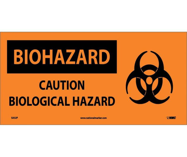 BIOHAZARD, CAUTION BIOLOGICAL HAZARD (W/GRAPHIC), 7X17, RIGID PLASTIC