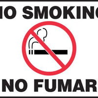 Accuform SBMSMK427MVA Aluminum Spanish Bilingual Sign, Legend"NO Smoking/NO FUMAR" with Graphic, 7" Length x 10" Width, Red/Black on White