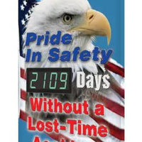 Digi-Day Electronic Safety Scoreboard, 28 X 20, Aluminum, Pride In Safety - _Days Without a Lost Time Accident