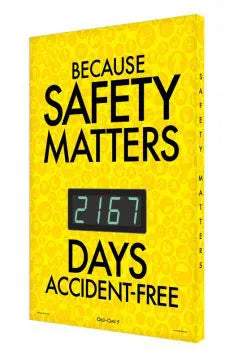 Digi-Day Electronic Safety Scoreboard, 28 X 20, Aluminum, Because Safety Matters