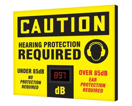 Decibel Meter Sign, CAUTION HEARING PROTECTION REQUIRED DB, 20