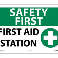 SAFETY FIRST, FIRST AID STATION, GRAPHIC, 10X14, .040 ALUM
