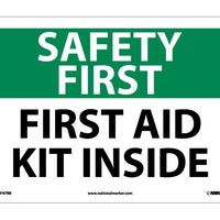SAFETY FIRST, FIRST AID KIT INSIDE, 10X14, RIGID PLASTIC