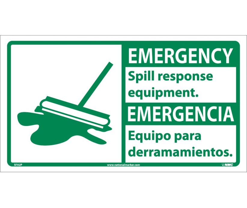 SAFETY FIRST, 10 X 18 EMERGENCY SPILL RESPONSE EQUIP- (BILINGUAL W/GRAPHIC), 10X18, RIGID PLASTIC