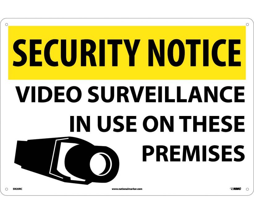 SECURITY NOTICE, VIDEO SURVEILLANCE IN USE ON THESE PREMISES, 14X20, RIGID PLASTIC