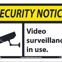 SECURITY NOTICE VIDEO SURVEILLANCE IN USE SIGN, 10X14, .050 PLASTIC