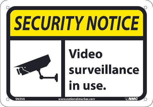 SECURITY NOTICE VIDEO SURVEILLANCE IN USE SIGN, 10X14, .0045 VINYL