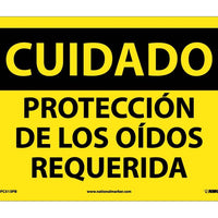CUIDADO, PROTECCION DE LOS OIDOS REQUERIDA, 10X14, .040 ALUM