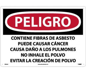 DANGER CONTAINS ASBESTOS FIBERS MAY CAUSE CANCER CAUSES DAMAGE TO LUNGS DO NOT BREATHE DUST AVOID CREATING DUST, 14 X 20, .040 ALUM