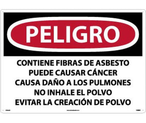 DANGER CONTAINS ASBESTOS FIBERS MAY CAUSE CANCER CAUSES DAMAGE TO LUNGS DO NOT BREATHE DUST AVOID CREATING DUST, 20 X 28, .040 ALUM