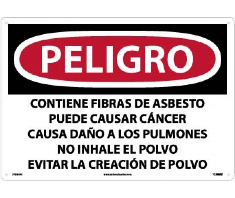 DANGER CONTAINS ASBESTOS FIBERS MAY CAUSE CANCER CAUSES DAMAGE TO LUNGS DO NOT BREATHE DUST AVOID CREATING DUST, 14 X 20, RIGID PLASTIC