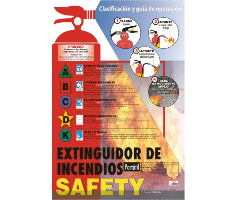 POSTER, FIRE EXTINGUISHER SAFETY, SPANISH, 24X18