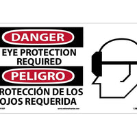 DANGER, EYE PROTECTION REQUIRED (BILINGUAL W/GRAPHIC), 10X18, PS VINYL