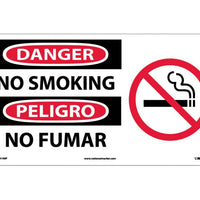 DANGER, NO SMOKING (BILINGUAL W/GRAPHIC), 10X18, RIGID PLASTIC