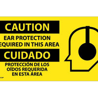 CAUTION, EAR PROTECTION REQUIRED IN THIS AREA (BILINGUAL W/GRAPHIC), 10X18, PS VINYL