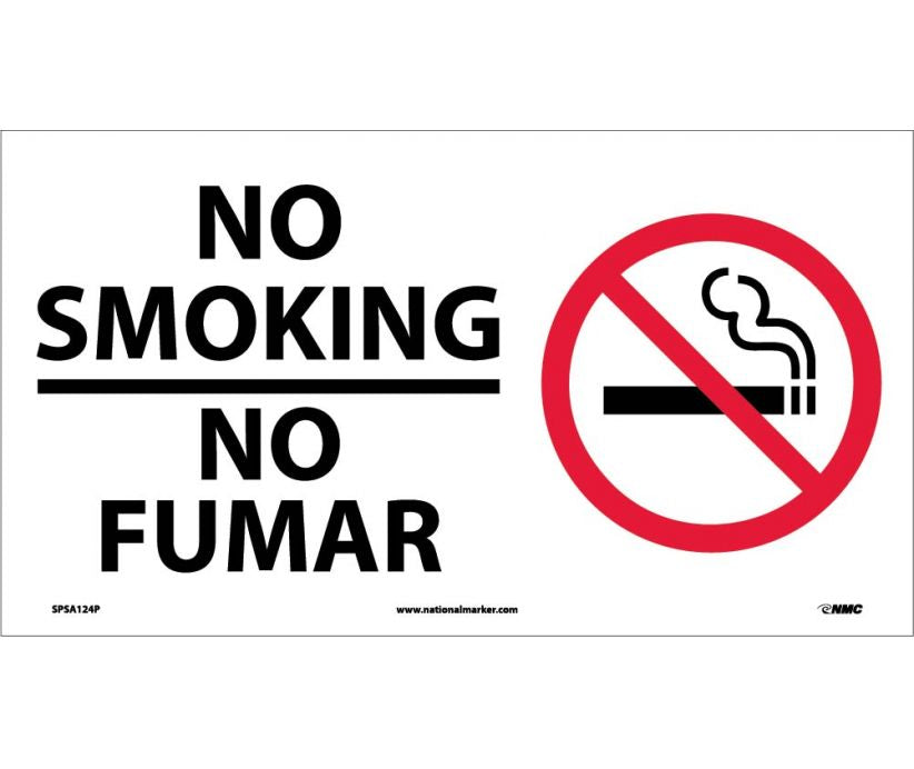 NO SMOKING (BILINGUAL W/GRAPHIC), 10X18, RIGID PLASTIC