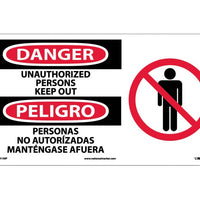 DANGER, UNAUTHORIZED PERSONS KEEP OUT (BILINGUAL W/GRAPHIC), 10X18, RIGID PLASTIC