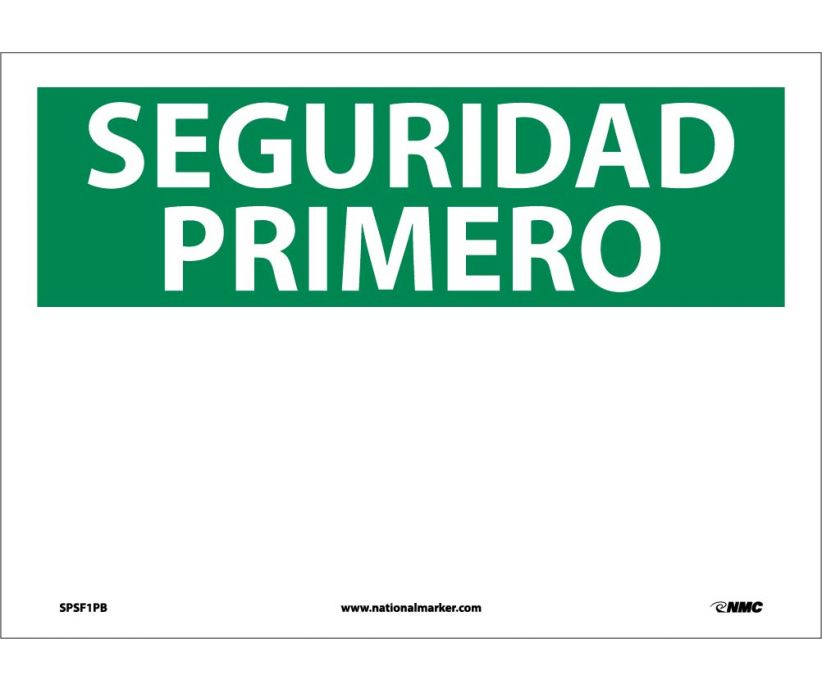 SEGURIDAD PRIMERO, BLANK, 14X10, RIGID PLASTIC