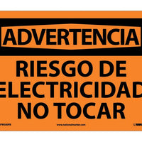 ADVENTENCIA, RIESGO DE ELECTRICIDAD NO TOCAR, 10X14, RIGID PLASTIC