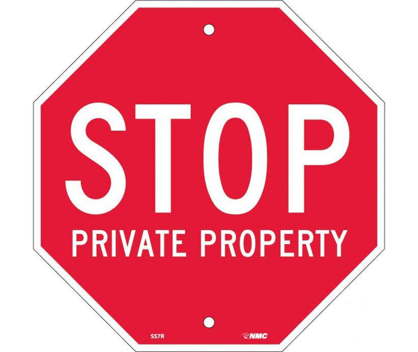 STOP PRIVATE PROPERTY, OCTAGON, 12X12, RIGID PLASTIC