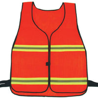 SAFETY VEST, ORANGE W/SILVER AND LIME YLW REFLECTIVE STRIPES