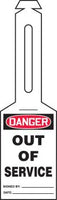Loop 'n Strap Tag, DANGER OUT OF SERVICE, 5.25" x 3.25", RP-Plastic, 25/PK
