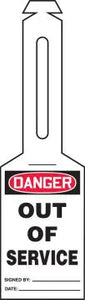 Loop 'n Strap Tag, DANGER OUT OF SERVICE, 5.25" x 3.25", RP-Plastic, 25/PK