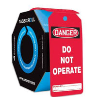Tags By-The-Roll, DANGER DO NOT OPERATE, 6.25"H x 3"W, PF-Cardstock, 250/RL