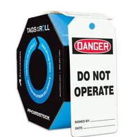 Tags By-The-Roll, DANGER DO NOT OPERATE, 6.25"H x 3"W, PF-Cardstock, 250/RL