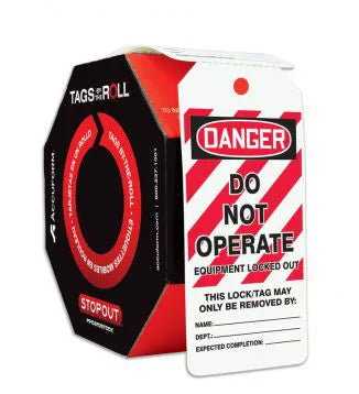 Tags By-The-Roll, DANGER DO NOT OPERATE EQUIPMENT LOCKED OUT, 6.25