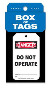 Box of Tags, DANGER DO NOT OPERATE, 5.75"H x 3.25"W, PF-Cardstock, 50/BX