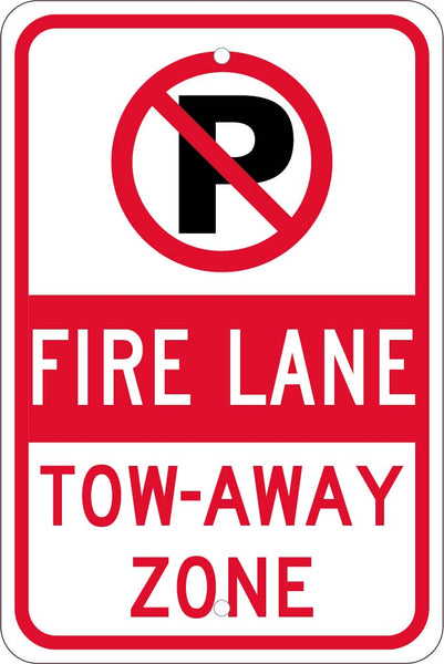 NO PARKING GRAPHIC, FIRE LANE, TOW-AWAY ZONE, 18X12, .080 EGP REF ALUM