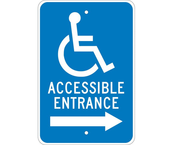 GRAPHIC, ACCESSIBLE ENTRANCE (RIGHT ARROW), 18X12, .080 EGP REF ALUM