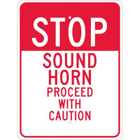 STOP SOUND HORN PROCEED WITH CAUTION, 24X18, .080 EGP REF ALUM