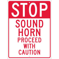 STOP SOUND HORN PROCEED WITH CAUTION, 24X18, .080 HIP REF ALUM