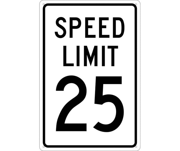 SPEED LIMIT 25, 18X12, .040 ALUM