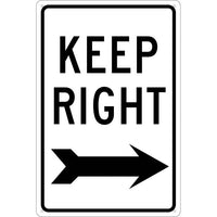 KEEP RIGHT (WITH ARROW), 18X12, .040 ALUM