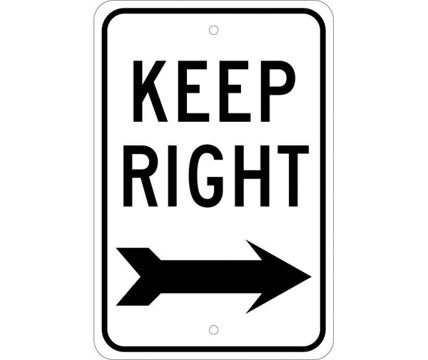 KEEP RIGHT (WITH ARROW), 18X12, .080 EGP REF ALUM