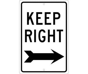 KEEP RIGHT (RIGHT ARROW, 18X12, .080 HIP REF ALUM