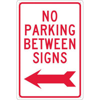 NO PARKING BETWEEN SIGNS (W/ LEFT ARROW), 18X12, .040 ALUM